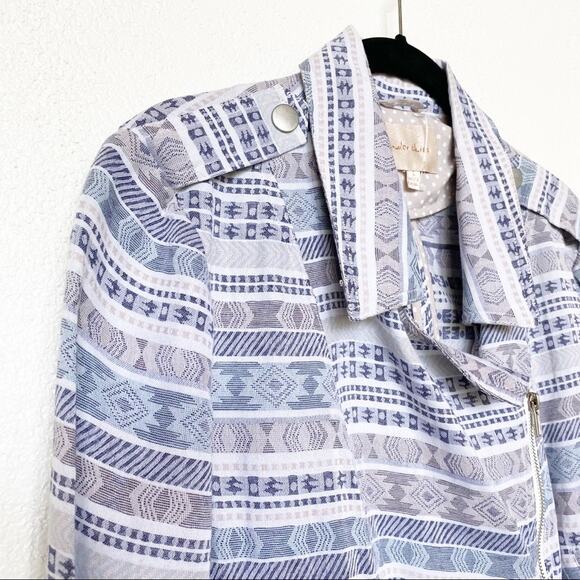Under Skies Aztec Print Cotton Moto Jacket Size Large - Picture 3 of 8